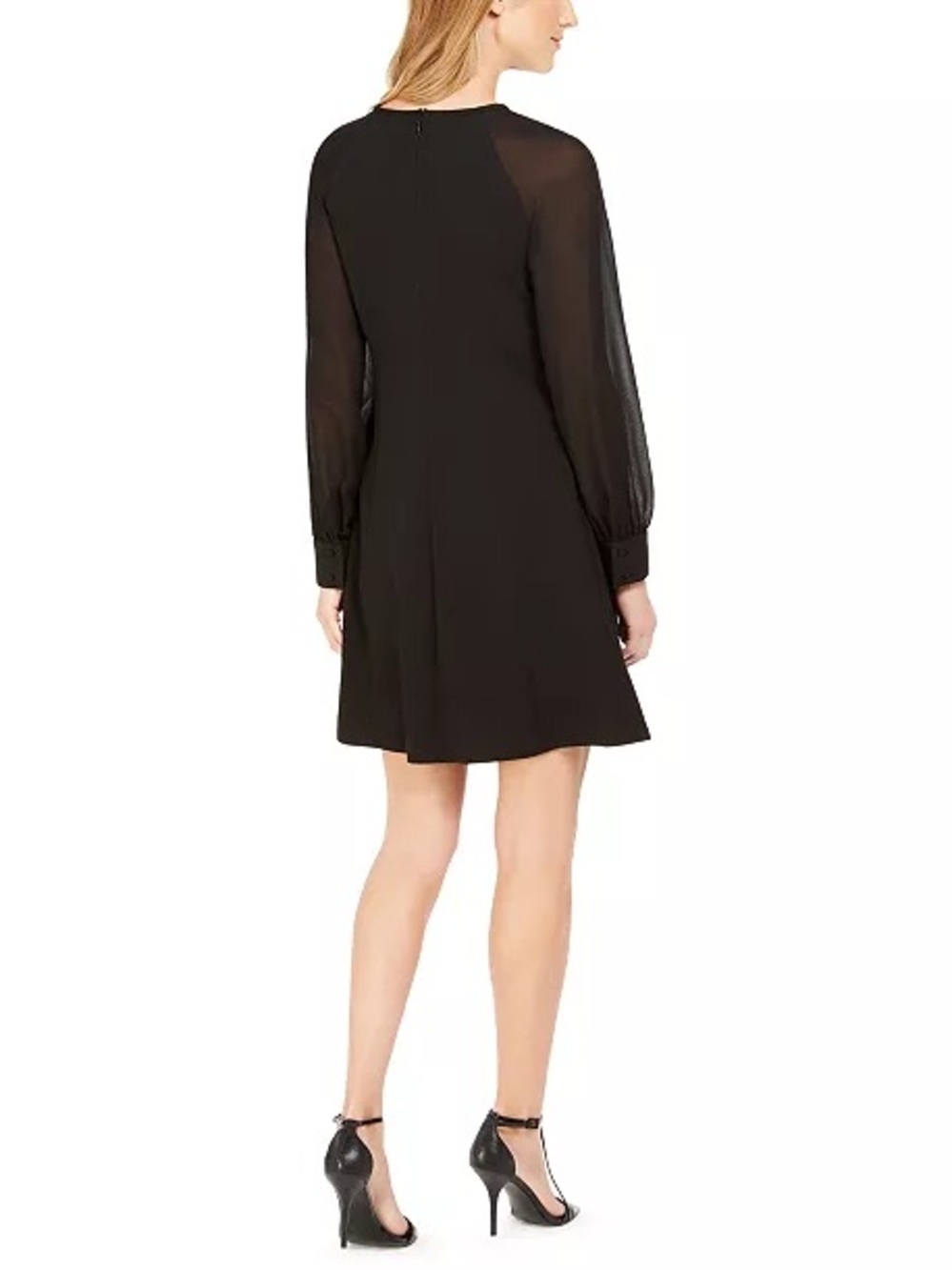 Calvin Klein ck 10 Classic Black Long-Sleeve Shift Dress - Women's sheer - Picture 4 of 6